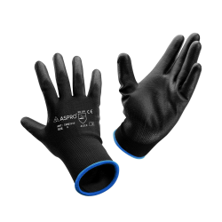 ASPRO Arbeitshandschuhe 10 Paar Größe 8 (M)- Gartenhandschuhe-Schwarze Nylon-Handschuhe mit PU-Beschichtung für Bauarbeiter, Gärtner, Mechaniker, Bauarbeiter, Lagerarbeiter etc. Angebot bei HelloDeals