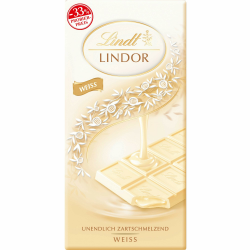 Lindt Schokolade LINDOR Weiß, Promotion | 100 g Tafel | Weiße Schokolade mit einer unendlich zartschmelzenden Füllung | Schokoladentafel | Schokoladengeschenk Angebot bei HelloDeals