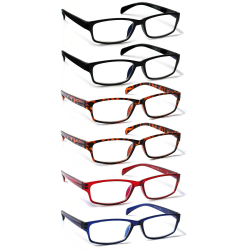 COJWIS Lesebrille 6 Pack herren und Damen Qualität Feder Scharnier Blaulichtfilter Leser Brille(6 Farbe Mischen-1, 2.00) Angebot bei HelloDeals