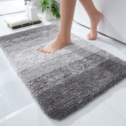 Homaxy Weich Badezimmerteppich 40x60 cm, rutschfest waschbar Badematte Flauschige Hochflor Badteppich Mikrofaser Saugfähig Badvorleger Duschvorleger (Grau) Angebot bei HelloDeals