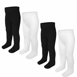 ZERULETS Baby Strumpfhose Mädchen Kinderstrumpfhose Jungen Winter Baumwolle Kinderstrumpfhose 4 Paare Warm Strümpfe Leggings für 6 Monaten-6 Jahre Schwarz, Weiß 2-4 Jahre Angebot bei HelloDeals