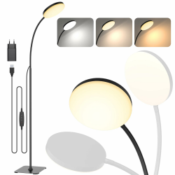 Mojimdo Stehlampe, [3 Farben & 10 Helligkeiten] Schlanke LED Leselampe Stehend, Dimmbar Einstellbare Flexible Stehleuchte für Kinderzimmer, Büro, Wohnzimmer, Ecke Nachttischlampe Angebot bei HelloDeals