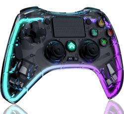 Shiptree Wireless Controller für PS-4, LED RGB Game Controller Kompatibel mit PS-4/Slim/Pro/PC mit Turbo/Makro/Dual Vibration/6-Achsen Gyro Sensor/Touchpanel/RGB-LED/Audio Jack Angebot bei HelloDeals