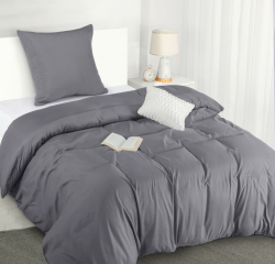 Utopia Bedding Bettwäsche 135x200 Set - Mikrofaser Bettbezug 135x200 cm + 1 Kissenbezug 80x80 cm - Grau Angebot bei HelloDeals