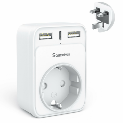 Reiseadapter UK Adapter England Deutschland Stecker Reisestecker Reiseadapter UK mit 2 USB 1USB C (3A) Steckdosenadapter Typ G für England Irland Großbritannien Wand Ladegerät Ladestation Angebot bei HelloDeals