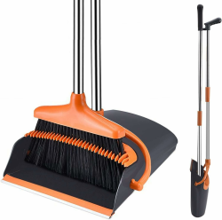 Besen und Kehrschaufel Set,mit langem Griff Ausziehbarem Stiel,aufrechter Kehrschaufel,Broom and Dustpan Set für drinnen und draußen, Garage, Küche, Büro Angebot bei HelloDeals