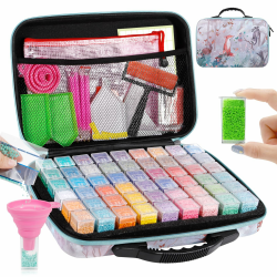 AMZJMT Diamond Painting Aufbewahrungsbox 5D -54 Fächer,Diamond Painting aufbewahrungsbox Inklusive Diamond Painting zubehör,Tragbare Diamond Painting Koffer für Stickereien und DIY Handwerk Angebot bei HelloDeals
