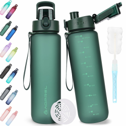 AOPREL Trinkflasche 1l, Wasserflasche BPA-Frei aus Tritan, Sport Trinkflasche Kohlensäure geeignet, Auslaufsicher 1 Liter Flasche für Fitness, Wandern, Camping, Schule und Büro Angebot bei HelloDeals