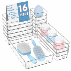 Radikor Schubladeneinsatz Schubladen Organizer -16 Stück Schminktisch Organizer in 4 Größen, Drawer Organizer, Make Up Organizer, Schubladen Ordnungssystem für Schreibtisch, Büro, Küchen, Bad Angebot bei HelloDeals