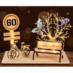 I LOVE MOM Geldgeschenk Geburtstag Holz, Fahrrad Geschenk, DIY Dreidimensionale Bäume Sitzbank Deko Zahlen für Geschenke, Hochzeiten, Partys, Geburtstage, Jubiläum (GYY-60) Angebot bei HelloDeals