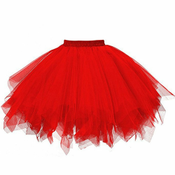 Damen tüllrock Karneval Klassisch Elastisch Damen Karneval Kostüm Tüllrock 50er Tütü Rock Kurz Ballett Unterrock Crinoline Petticoat Tutu Einheitsgröße Rot Angebot bei HelloDeals