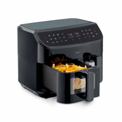 MEDION P20 XXL Heißluftfritteuse mit 2 Kammern (8,7 Liter, Airfryer, 2.600 Watt, Doppelkammer, 9 Automatikprogramme, 2 Schubladen, Sichtfenster, Dualer Airfryer, Dual Cook & Sync-Finish Funktion) Angebot bei HelloDeals