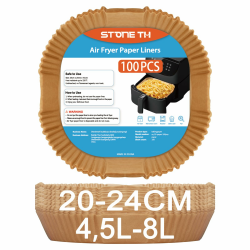 100 Stück Backpapier für Heißluftfritteuse 4,5L-8L, Stone TH 20-24cm Airfryer Backpapier Pergamentpapier Liner Kompatibel mit COSORI Philips Cecotec Midea Russell Hobbs XL XXL Airfryer Angebot bei HelloDeals