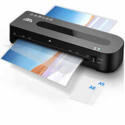 Laminiergerät, A4 Laminiergerät mit 10 Laminierfolien Laminiermaschine, Heiß und Kalt Laminiergerät 1-2 Minuten Aufwärmzeit, für den Heimgebrauch Büro Schule Fotos (Schwarz) Angebot bei HelloDeals