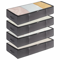 Lifewit 4 Stück 90L Unterbettkommode, Unterbett Aufbewahrungsbox mit deckel, Faltbare Kleidung Aufbewahrung Aufbewahrungstasche für Bettdecken Kleidung Unterbett Kleiderschrank, Grau Angebot bei HelloDeals