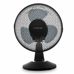 TROTEC Tischventilator TVE 11, geräuscharmer Ventilator, 25 Watt, 2 Gebläsestufen, 80°-Oszillation, 23 cm Flügeldurchmesser, stabiler und kippfester Standfuß, schwarz Angebot bei HelloDeals