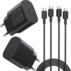 2er-Pack 25W Ladegerät USB C, Schnellladegerät PD 3.0 Ladestecker mit Schnellladekabel 1.8m Netzteil für Samsung Galaxy S24/S23/S22/S21 Ultra/S21+/S20/Note20/S10/S9, iPhone 16 Pro Max Handy Ladegeräte Angebot bei HelloDeals