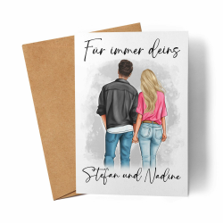 Kiddle-Design Pärchen Karte Personalisiert Paar Valentinstag Jahrestag für Sie und Ihn Geschenk Partner Freund Freundin Valentinstagskarte Angebot bei HelloDeals