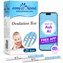 Easy@Home 25 Ovulationstest Kinderwunsch Fruchtbarkeitstest für Frauen Eisprung 25 mIU/ml, Zuverlässige Zyklus- und Fruchtbarkeit Überwachung mit Premom Ovulation APP, 25 LH Test Angebot bei HelloDeals