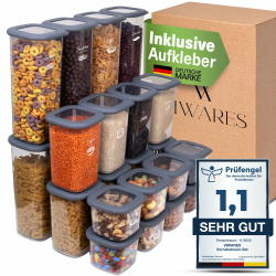Viwares Vorratsdosen mit Deckel Luftdicht |24er Vorratsbehälter Set | BPA-FREI | Zur Müsli Mehl und Zucker Aufbewahrung | Praktische Aufbewahrungsbox Küche für alle Lebensmittel Angebot bei HelloDeals
