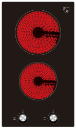 K&H Domino 2 Zonen Glaskeramikkochfeld Elektrokochfeld 30cm Knebel Steuerung Autark Eigebaut CK-3002K Angebot bei HelloDeals