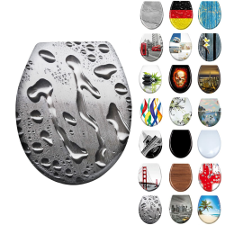 LARS360 Toilettendeckel WC Sitz mit Absenkautomatik aus Duroplast und Edelstahl, Antistatisch Antibakteriell Leicht zu Reinigen Abnehmbar Für Meisten Klodeckel Hänge WC, 45 x 38cm (Wasser) Angebot bei HelloDeals