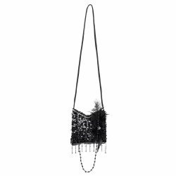 Boland 36000 - Handtasche Flapper, schwarz, Pailletten, Perlen, Federschmuck, Glitzer, Charleston, 20er Jahre, Karneval, Halloween, Fasching, Mottoparty, Verkleidung, Theater Angebot bei HelloDeals