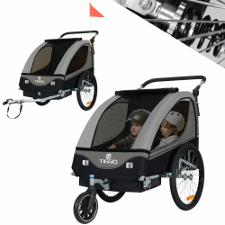 Tiggo S2 Kinderanhänger mit Federung Jogger 2 in 1 Kinder Buggy fahrradanhänger Anhänger 360° Drehbar Angebot bei HelloDeals