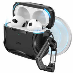 ESR für AirPods 4 Hülle (HaloLock), Kompatibel mit AirPods Hülle 4. Generation (2024), Unterstützt kabelloses Laden, Starker Sturzschutz, Magnetischer Deckel, Cyber Serie, Schwarz Angebot bei HelloDeals