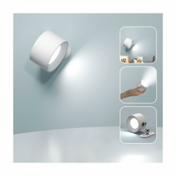 Feallive LED Wandleuchte Innen, Wandlampe mit Akku 1 Stück,Touch Control 3 Helligkeitsstufen, 360° drehbare, für Wohnzimmer Schlafzimmer TreppenhausFlur kabellose wandleuchten Weiß Angebot bei HelloDeals