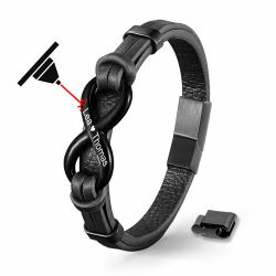 UNIQAL | Personaliesiertes Lederarmband mit Gravur "SHAPE" Herren Damen | Leather Bracelet mens | Magnetverschluss | handgemacht in Germany Schwarz Infinity 21.0 Zentimeter Angebot bei HelloDeals