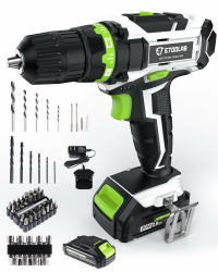 20V Professional Akkuschrauber, 3-in-1 Akkubohrer 2 Gang, Akku Bohrschrauber Set 60TLG mit 2,0Ah Akku, LDE Arbeitslicht, Hartstahlbohrer *11, Screwdriver Bit*36, Steckschlüssel*9, für Bohren/Schrauben Angebot bei HelloDeals