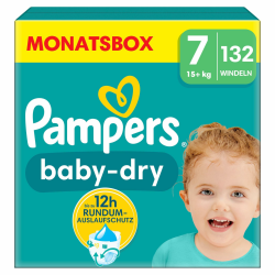 Pampers Windeln Größe 7, 132 Windeln, 15kg+ Baby-Dry, Bis zu 100% Auslaufschutz die ganze Nacht Angebot bei HelloDeals
