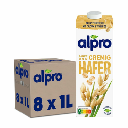 Alpro Haferdrink – Vegan und milchfrei – Von Natur aus laktosefrei und fettarm – Reich an Ballaststoffen – Enthält Calcium und Vitamine – 8 x 1 L – Haltbar Angebot bei HelloDeals