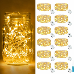 btfarm 12 Stück/3 Modi LED Lichterkette Batterie Klein, 2M 20LED Lichterkette mit Batterie, Mini Lichterketten Batteriebetrieben für Party, Weihnachten, DIY, Hochzeit, Innen Deko (Warm Weiß) Angebot bei HelloDeals