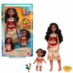 Mattel Disney Vaiana 2 Spielzeuge, Schwesternset mit 2 Modepuppen im bekannten Look, Haustier Heihei, Kokosnuss- und Korbzubehörteile, inspiriert vom Film, JBT66 Angebot bei HelloDeals