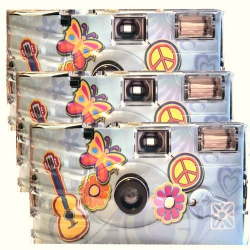 3X 1A PHOTO PORST Einwegkamera Edition Flower Power, Blumen und Schmetterling, mit Blitz, Batterien und Film (3er Pack, je 27 Aufnahmen) Angebot bei HelloDeals