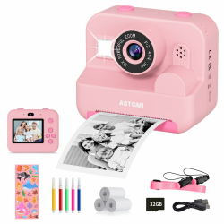 ASTGMI Kamera Kinder sofortdruck,Sofortbildkamera Selfie kinderkamera 2.4-Zoll 1080P HD Video,Geburtstagsgeschenk Weihnachten Geschenk Spielzeug ab 3 4 5 6 8 7 9 10 11 Jahre Mädchen Jungen Angebot bei HelloDeals