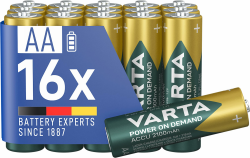 VARTA Batterien AA, wiederaufladbar, 16 Stück, Akku, Power on Demand, 2100 mAh Ni-MH, vorgeladen, sofort einsatzbereit [Exklusiv bei Amazon] Angebot bei HelloDeals