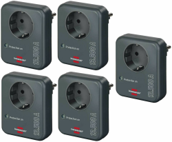 Brennenstuhl Steckdosenadapter (mit Überspannungsschutz 13.500 A, Adapter als Blitzschutz für Elektrogeräte) anthrazit (5 Stück) Angebot bei HelloDeals