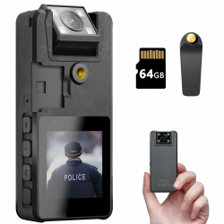 Hoestr 64GB Body Camera, 1296P HD Body Cam (3000 mAh) mit IR Nachtsicht und 180° drehbarem Objektiv,Bodycam Körperkamera Ideal für den privaten Gebrauch, die Polizei und Strafverfolgungsbehörden Angebot bei HelloDeals
