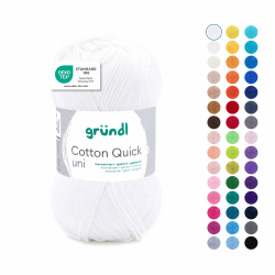 Gründl Wolle Cotton Quick uni Garn zum Stricken & Häkeln aus 100 % Baumwolle, 1 Knäuel 50 g / 125 m, Häkelgarn/ Strickgarn , Weiß Angebot bei HelloDeals