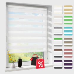Doppelrollo klemmfix ohne Bohren, Duo Rollos für Fenster & Tür mit Bohren, Version 2025 Weiß B45 x H150cm (Stoffbreite 41cm), Sonnenschutz Klemmrollo Fensterrollo Zebrarollo Seitenzugrollo B45 x H150 cm Weiß Angebot bei HelloDeals