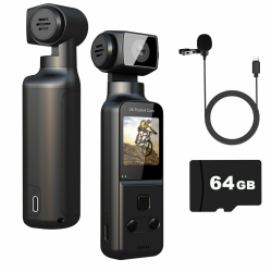 ydi 4K Körperkamera Bodycam Video & Audio Mini Taschen Vlog Cam 270° Drehbarer Kamera mit Externes Mikrofon, 64GB Karte, Pocket Kamera für Sport im Freien, Fahrrad, Reisen, Polizei, Zivilisten Angebot bei HelloDeals