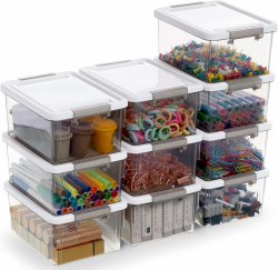 Citylife 10er-Set 1.25L Aufbewahrungsbox mit Deckel Klein, Stapelbar Transparente Griff Clips Kleinteile Kiste Elastisch, Robust Plastik Boxen für Bastelsachen gekauft, 17.7 x 13 x 8.2cm Angebot bei HelloDeals