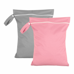 Moorle 2 Stück Nassbeutel 40 x 30 cm, Wasserdichter Wäschesack Grau & Rosa, Wiederverwendbarer Reise Nasssack mit Reißverschluss, Klein Nasstasche Schwimmen für Badeanzüge, Strandtücher, Windeln Angebot bei HelloDeals