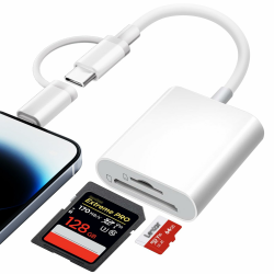 [Apple MFi Certified] SD Kartenleser für iPhone, Lightning USB C Adapter SD Karte für Micro SD/SD, Typ C Kartenlesegerät für iPhone16 15/iPad/MacBook/Galaxy/Laptop Angebot bei HelloDeals