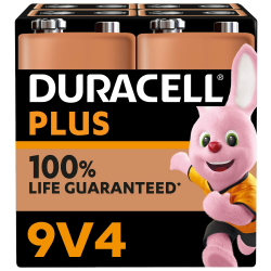 Duracell Plus 9V Blockbatterie, 4 Stück, 9 Volt Batterie ideal für Rauchmelder, Feuermelder Angebot bei HelloDeals