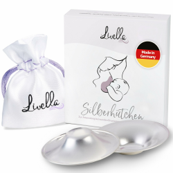 Livella | Silberhütchen aus 999er Silber | Made in Germany | Hilfe bei gereizten Brustwarzen | Unterstützt feuchte Wundheilung beim Stillen | Wochenbett Stillhütchen (2 Stück) für Brustschutz Angebot bei HelloDeals