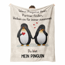 Valentinstag für Sie Ihn, Jahrestag Geschenk für Sie, Ich Liebe Dich Geschenke für Frauen Männer, Personalisierte Pinguin Decke, Valentinstag, Partner Geschenk für Frauen Männer 62x52 Zoll Angebot bei HelloDeals